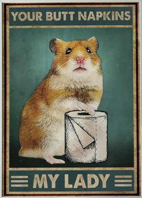 SIGNCHAT Hamster Wash Your Paws Poster Funny Hamster Guinea Pig Mouse Poster Paper Bathroom Toilet Wall Decor Animal Lovers Best Gift Vintage Metal Sign Poster 8x12 inches