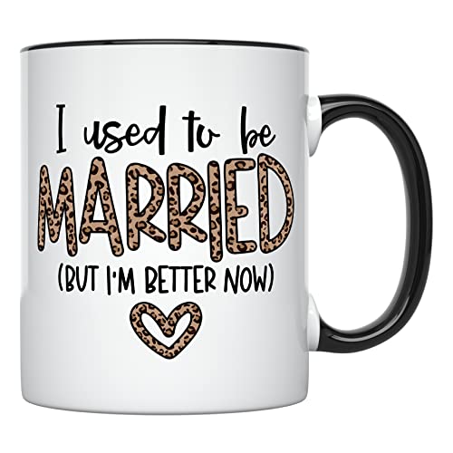 YouNique Designs Used To Be Married, Divorce Coffee Mug, 11 Ounces, Funny Divorce Coffee Cups for Women, Congrats On Your Divorce, Congratulations On Your Divorce, Recently Divorced (Black Handle)