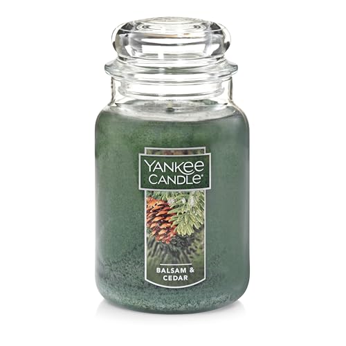 Yankee Candle Balsam & Cedar Scented, Classic 22oz Large Jar Single Wick Candle, Over 110 Hours of Burn Time, Ideal Holiday Gift