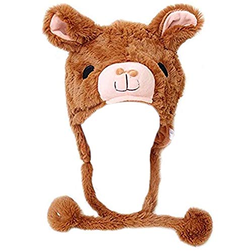 Maggift Winter Plush Animal Hat Alpaca,Brown,OS