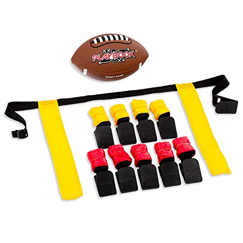 Franklin Sports Flag and Ball Set - Flag Football Belts and Football for Kids - Full Youth Flag Football Set - Includes 2 Flag Sets of 5