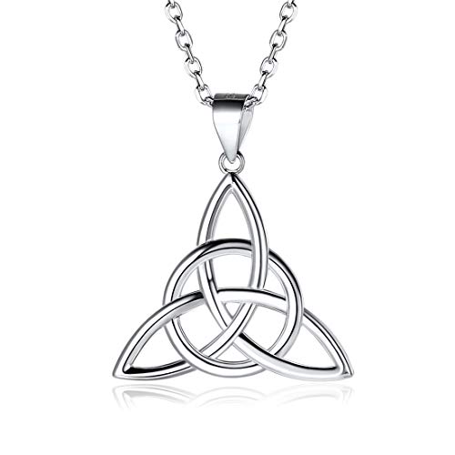 925 Sterling Silver Pendant Necklaces Dainty Simple Good Luck Irish Celtic Knot Triangle Necklaces