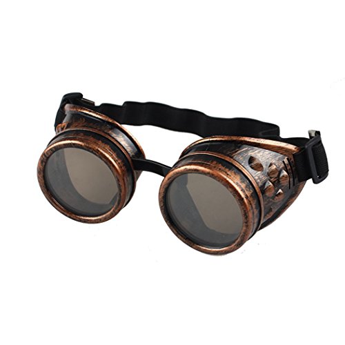 TIFENNY Vintage Style Steampunk Goggles Welding Punk Glasses Cosplay (Black, Red) (Black, C)