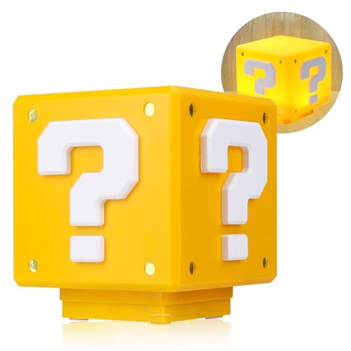 KOOOGEAR Super Brothers Question Block Night Light for Kidst, Bedside Lamp,The Game's Same Gold Coin Sound Effects Party Gift, Birthday Gift