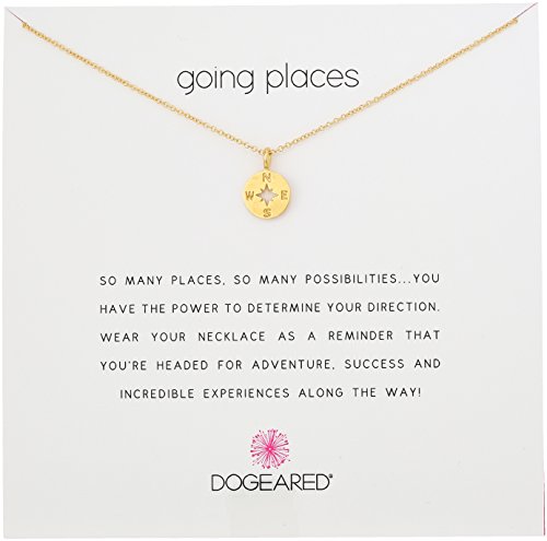 Dogeared 'Going Places' Compass Disc Gold Dipped Chain Necklace, 18'