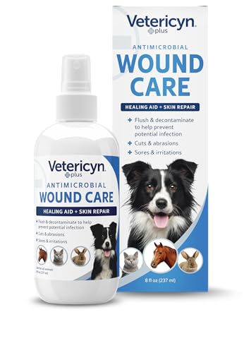 Vetericyn Plus Dog Wound Care Spray | Healing Aid and Skin Repair, Clean Wounds, Relieve Dog Skin Allergies, Safe for All Animals. 8 ounces