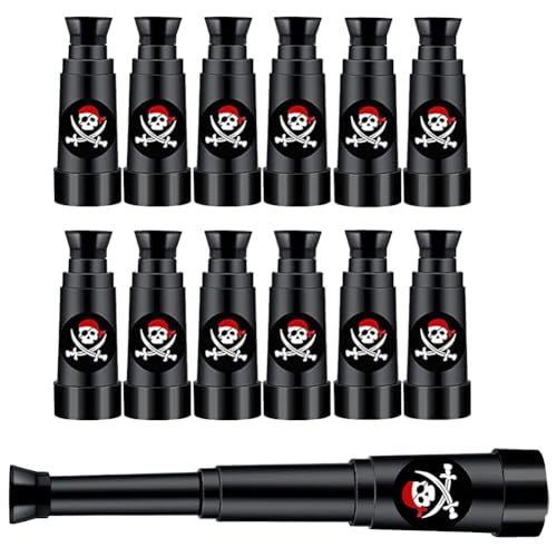 Juephe Plastic Pirate Telescopes Bulk Kids Pirate Party Supplies Mini Pirate Spyglass for Pirate Birthday Party Halloween Treasure Hunt Pretend Play (12)