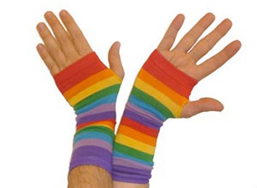 Rainbow Arm Warmers, Beanie, and Knee High Socks (Rainbow)