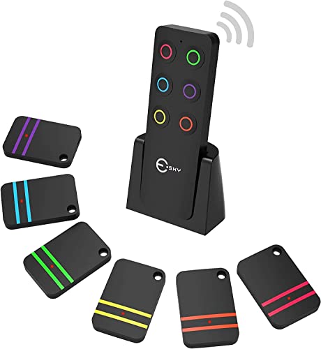 Esky Key Finder - Wallet Tracker, Key Finders & Trackers with 80dB Noise Sound and 6 Receivers - Wallet Finder and Item Locator for Finding Key, Remote, Wallet and Passport, Batteries Included (Black)