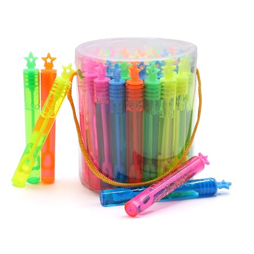 40-Piece Star Bubble Wands Assortment Neon Party Favors - Summer Gifts Bubbles Fun Toys
