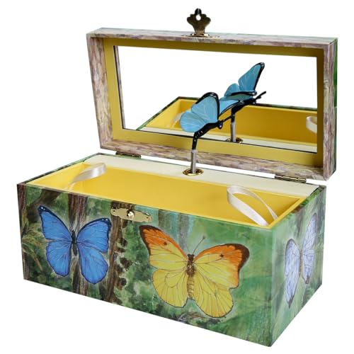 Enchantmints Musical Butterfly Jewelry Box Spins to Music Oval Mirrior