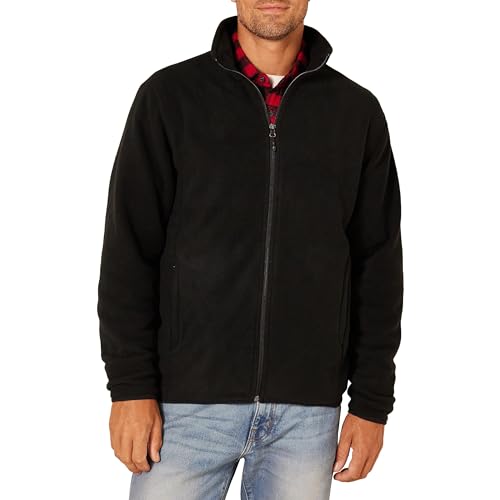 Amazon Essentials Men's Full-Zip Fleece Jacket (Available in Big & Tall), Black, Large