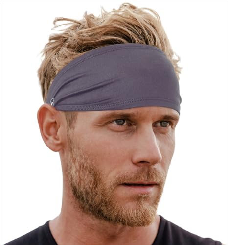 Tough Headwear Sport Headbands for Men - Workout Headbands for Women - Running Headband -Tennis Athletic Sweatband - Dark Gray