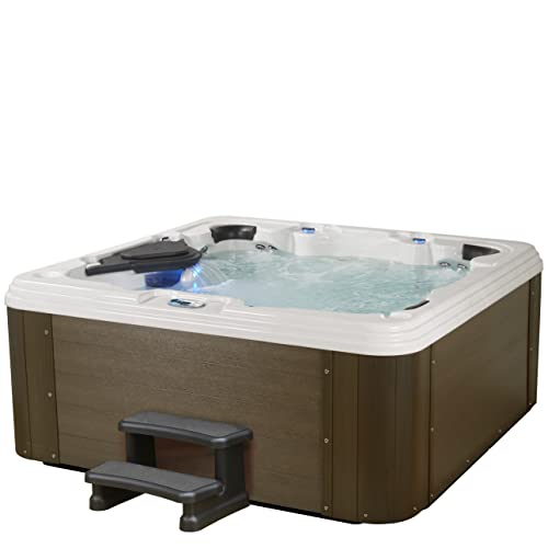 Essential Hot Tubs - Select Series 80-Jet 6-Person 2023 Lounger with Adjustable Massage Features, 240V, Grey Sterling Silver