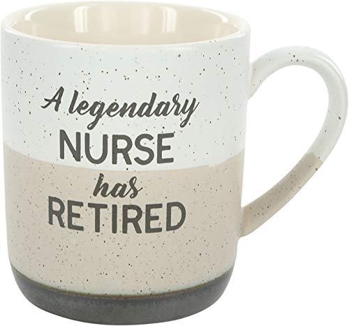 Pavilion Gift Company Legendary Nurse Has Retired-15oz Speckled Stoneware Coffee Cup Mug, 15 oz, Beige