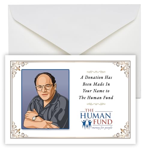 AMORGAN Seinfeld - The Human Fund Double Sided Gift Card 4x6 Pack of 6 WITH ENVELOPES