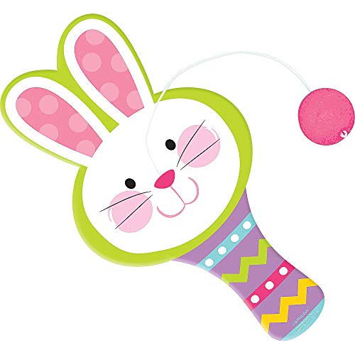 Amscan Items Easter Bunny Shaped Paddle Ball, 1 Ct. | 8 1/2' x 4 1/2' |, Multicolor