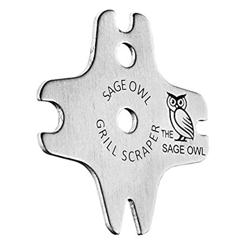 Sage Owl BBQ Grill Scraper for Outdoor Grill - Stainless Grill Grate Scraper Stocking Stuffers - Safe Barbecue Grill Accessories for Weber Grate/Charcoal Grill - Cool Grill Gadgets for Men or Dad