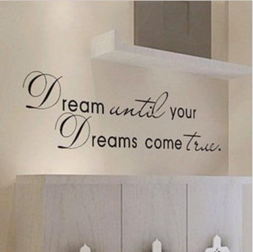 Picniva Black 5'' X 24'' Dream Until Your Dreams Come True Wall Famous PVC Wall Sticker Decal Quote Art Vinyl