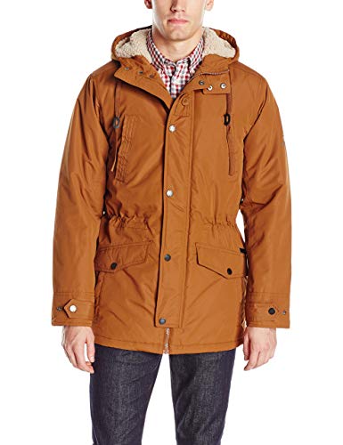 Ben Sherman Men's Parka Jacket with Sherpa Hood Lining, Raw Leather, S