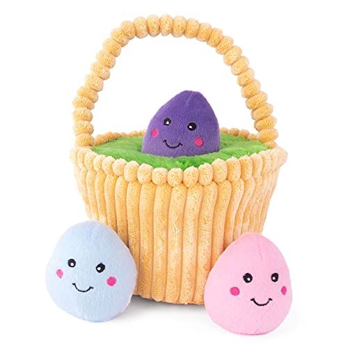 ZippyPaws Burrow, Easter Egg Basket - Interactive Dog Toys for Boredom - Hide and Seek Dog Toys, Colorful Squeaky Dog Toys for Small & Medium Dogs, Plush Dog Puzzles