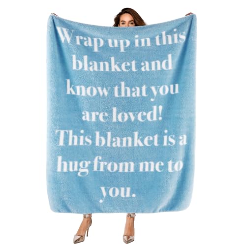 Bedsure Get Well Gifts for Women - After Surgery Blanket with Inspirational Words Sympathy Gift for Elderly Adults Hug Soft Fleece Healing Blanket Blue 50x60 Inch