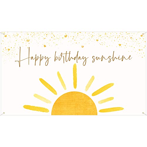G1ngtar Boho Sun Happy Birthday Sunshine Backdrop Banner First Trip Around The Sun Wall Hanging Decor Muted Sun Theme Birthday Party Photography Background Decoration Supplies for Boys Girls