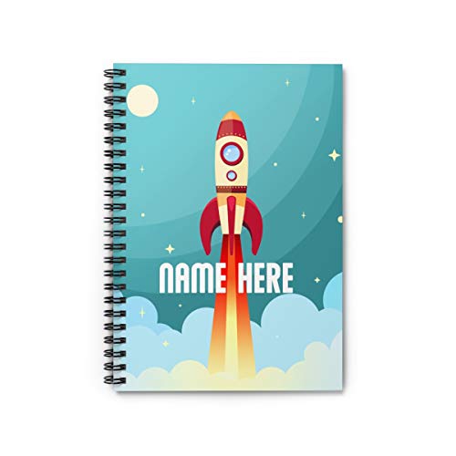 Personalized Rocket Launch Custom Space Themed Spiral Notebook - Custom Notebook for for Kid, Teens, Girls, Women, Kids Gifts