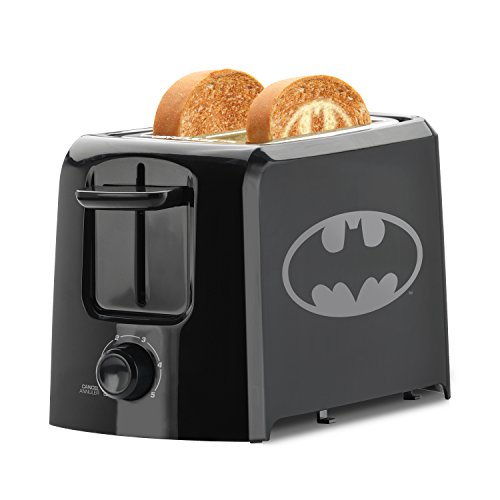 DC Batman 2-Slice Toaster by Warner Bros - Electric Toaster for Kitchen Appliances - Imprints the Iconic Bat-Signal on Bread - Features Wide Slots and Crumb Tray - Gift for Batman Fans