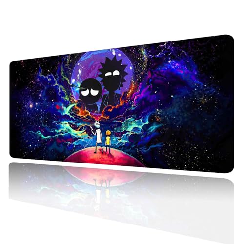 Large Gaming Mouse Pad Anime Night Sky Space Stars Custom Desk Pad,Mousepad with Non-Slip Rubber Base and Stitched Edges Mouse Mat,Portable Desk Mat for Office,Computer Work,Game,31.5X15.7