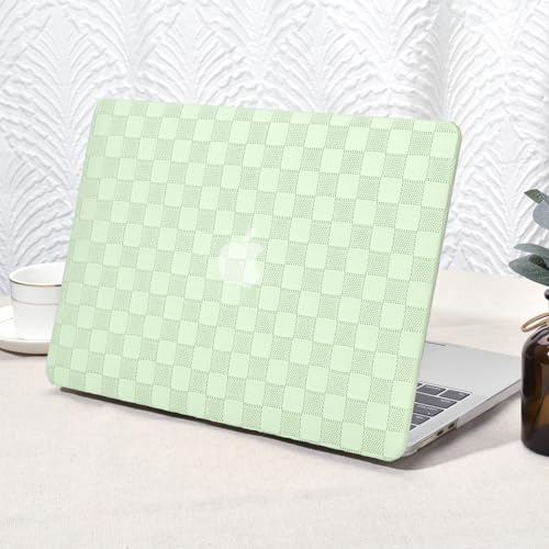 Seorsok Compatible with MacBook Air 13.6 inch Case 2022 A2681 M2 Chip with Liquid Retina Display Touch ID,Elegant Plastic Hard Shell Case with Transparent Keyboard Cover,Green PVC Grid Leather