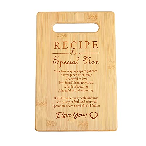 Recipe Mother's Day Gift Special Love Heart Poem Small Bamboo Cutting Board Mom Present Birthday Gifts (7'x11')1