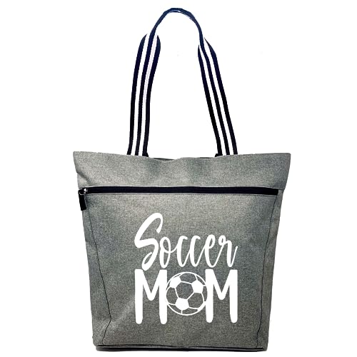 Brooke & Jess Designs Soccer Mom Gifts - Large Zippered Soccer Mom Tote Bag with Pockets for Women, Moms, Mothers, Mama - Soccer Team Mom Gifts