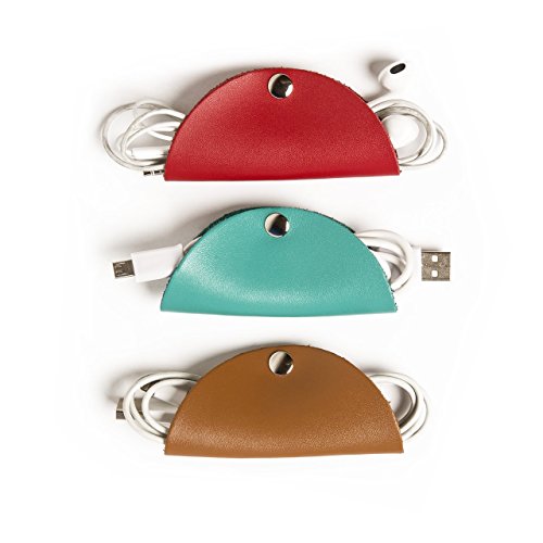 Sosanping Brouk & Co Cord Taco Trio - (Red/Turquoise/Brown) - Cable Organizer Snaps for Tech Accessories