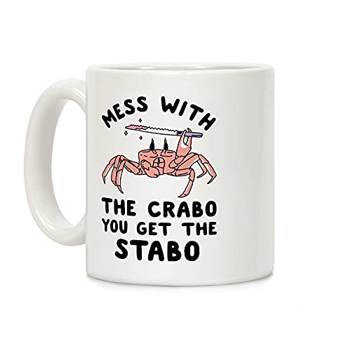 LookHUMAN Crab Coffee Mug - Funny Coffee Mugs Adult Humor, Double-Sided Print Ceramic Coffee Cups as Crab Themed Gifts, Dishwasher Safe Novelty Coffee Mugs for Women & Men, Unique Coffee Mugs, 11oz