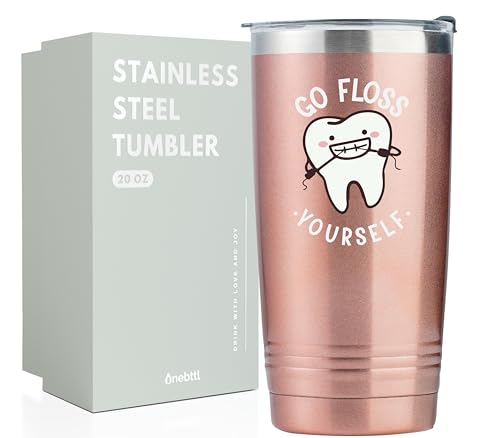 Onebttl Dental Gifts for Dental Assistant, Dental Hygienist on Dental Assistants Recognition Week, National Dental Hygienists Week, 20oz Insulated Stainless Steel Tumbler - Floss