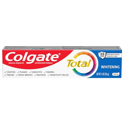 Colgate Total Whitening Travel Toothpaste, Mint Toothpaste for Travel, Carry-On Size Toothpaste, 1.4 Oz Tube