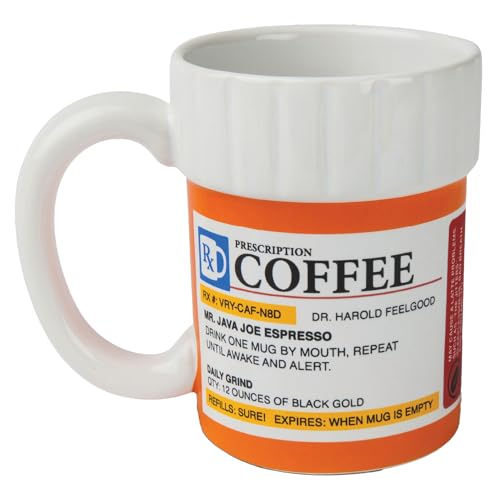 BigMouth Inc. Prescription Coffee Mug - Large Funny Prescription Coffee Cup - Unique Pharmacy Gifts - Hilarious Novelty and Gag Gifts for Doctor - Dishwasher-Safe Ceramic Pill Bottle Coffee Cup - 12oz