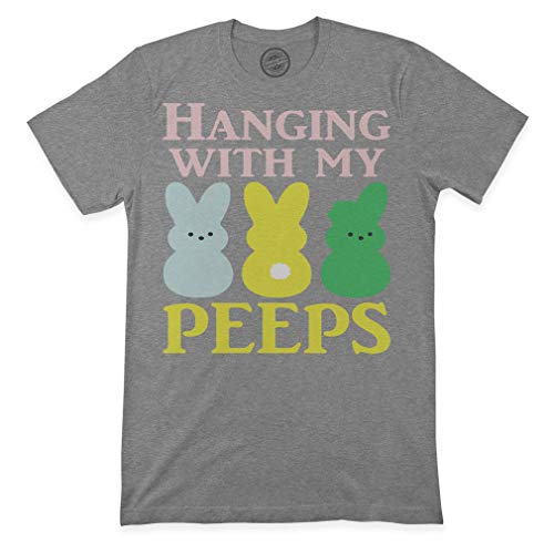 Graphic Novelty Premium T Shirts Hanging with My Peeps Holidays and Occasions Easter Funny Holidays and Occasions Top Tee Dark Gray X Small