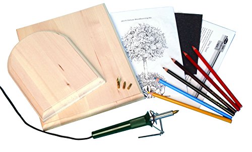 Walnut Hollow Deluxe Woodburning Kit with Woodburning Pen, Patterns, Color Pencils and Instructions
