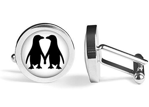 Penguin Couple Cufflinks Romantic Penguins Cuff Links (Angled Edition)