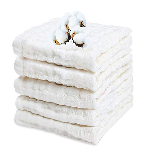PPOGOO Baby Muslin Washcloths Natural Purified Cotton Baby Wipes Soft Newborn Baby Face Towel Baby Shower Gifts
