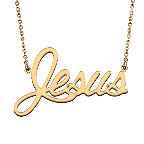 HUAN XUN Unique Personality Personalized Jesus Name Necklace Gold Chain Jewelry Gift