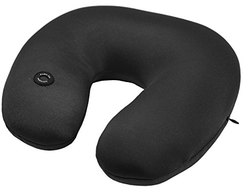 GPCT Microbead Massage Neck Pillow (U Shaped, Massage Vibrations, Ultra Comfort, Neck Support, Relaxation, Home & Travel Pillow) - Black