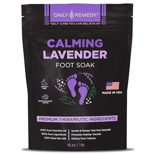 Calming Lavender Foot Soak with Epsom Salt, Made in USA, Foot Soak Soothes Sore Tired Feet, Athletes Foot, Stubborn Foot Odor, Softens Calluses & Helps Treat Toenail, 16 oz 1 lb