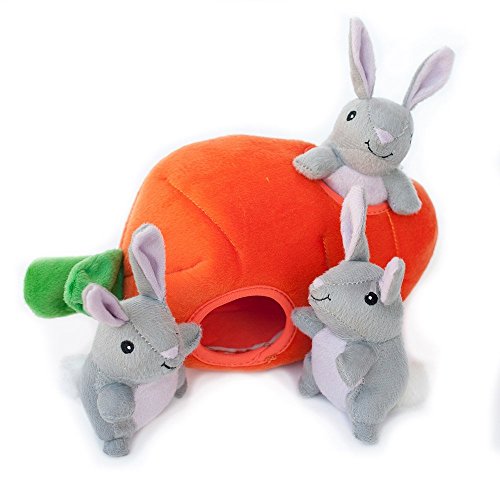 ZippyPaws Burrow Squeaky Hide and Seek Plush Dog Toy, Bunny 'n Carrot