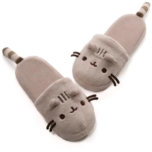 GUND Pusheen Cat Plush Stuffed Animal Slippers, Tan, 12'