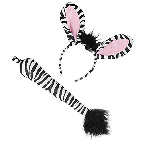 Funny Party Hats Zebra Costumes – Animal Ears & Tail Set – Zoo Animal Costume Accessories – 2 Pack