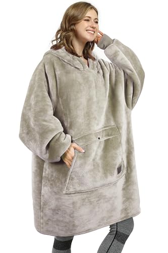 Catalonia Oversized Wearable Blanket Hoodie Sweatshirt, Comfortable Sherpa Lounging Pullover for Adults Men Women Teenagers Wife Girlfriend Gift