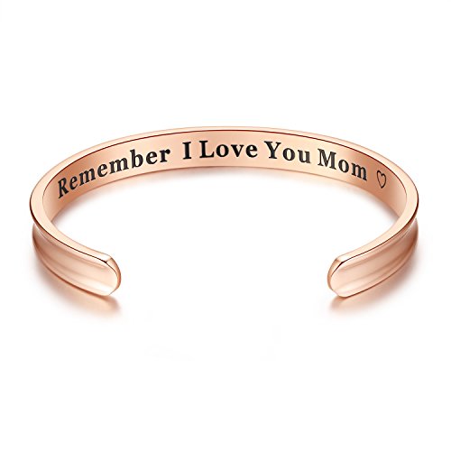 Milamiya Remember I Love You Mom' Cuff Bangle Bracelets from Mom and Daughter Birthdays (mom Rosegold)